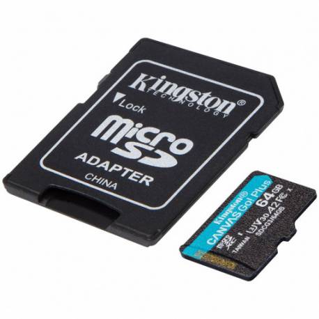 Kingston 64GB microSDXC Canvas Go Plus 170R A2 U3 V30 Card + Adaptor