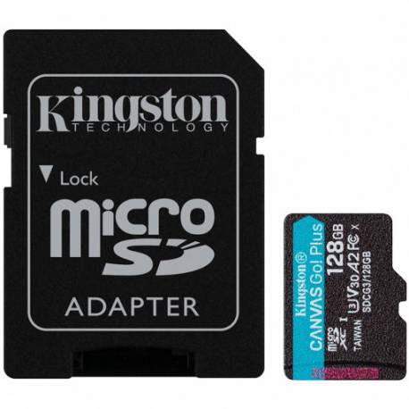 Card Kingston 128GB microSDXC Canvas Go Plus 170R A2 U3 V30 Card + Adaptor