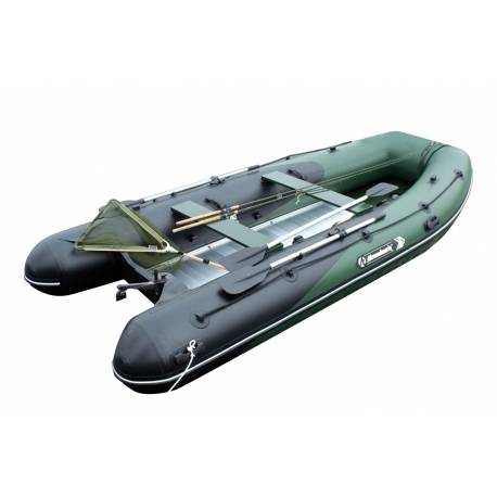 Barca pneumatica Allroundmarin Poker 430 verde, 4.30m, podina aluminiu, 7 persoane, 30CP cizma scurta