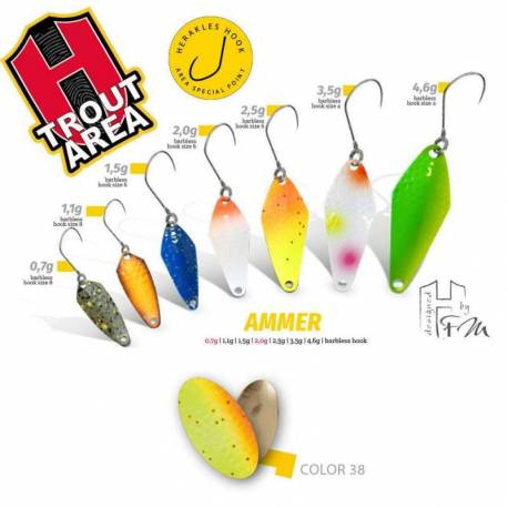 Lingurita Oscilanta HERAKLES Ammer, 2.5 g, culoare 38 Chartreuse Orange/Gold