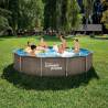 Set piscina rotunda SUMMER WAVES Activ Frame Dark Double Rattan cu cadru metalic, filtrare inclusa, 4.88x1.22m