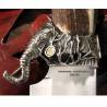 Cutit de lux MUELA ELEPHANT Big Five Silver limited edition, lama 22.5cm, teaca piele de strut