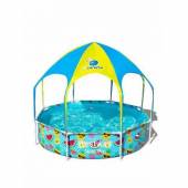 Piscina cu cadru metalic BESTWAY Steel Pro 56432, rotunda, 244x51cm, cu pavilion protectie UV