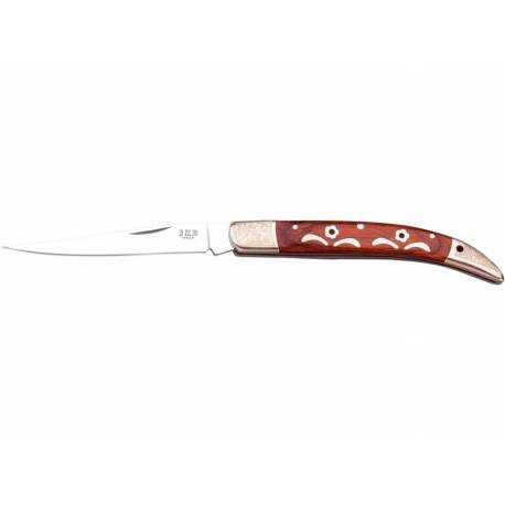 Briceag JOKER wood scales, lama inox 7.5cm, decorat cu alama