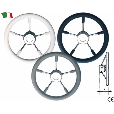 Volan barca GFN, 5 spițe, inox si poliuretan, diametru 400mm