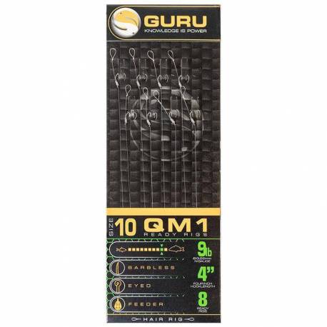 Montura GURU QM1 Standard Hair Rig, Nr.10, 0.22mm, 8buc/plic