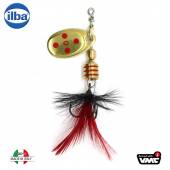 Lingurita rotativa ILBA TONDO Mosca (Fly) 0/2g - GOLD/RED + FLY RED/BLACK