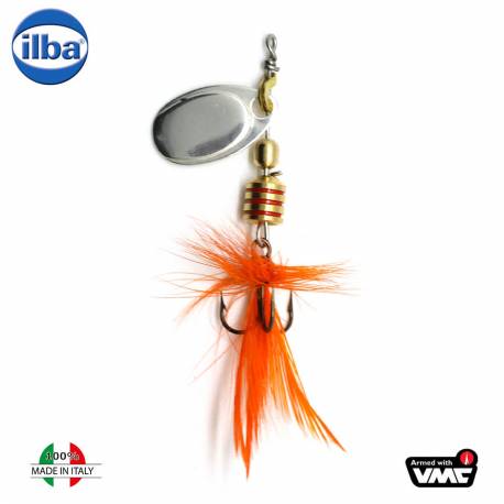 Lingurita rotativa ILBA TONDO Mosca (Fly) 0/2g - SILVER+FLY ORANGE