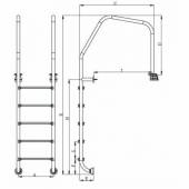 Scara piscina WAINCRIS gratar perimetral din inox cu 5 trepte