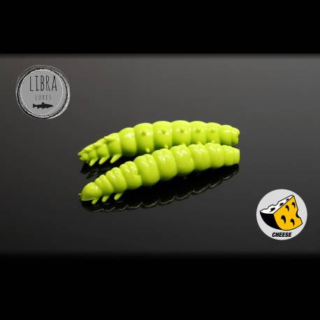 Naluca pastrav LIBRA LURES LARVA, 3.5cm, culoare 027, aroma Cheese, 12 buc./borcan