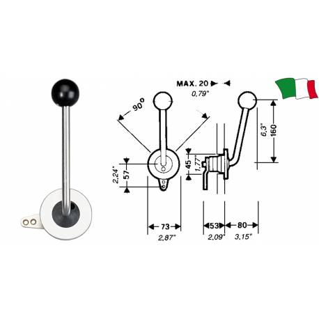 Comenzi barca ULTRAFLEX B35 cu montare laterala incastrata