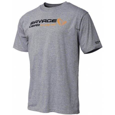 Tricou SAVAGE GEAR Signature Logo Grey Melange, marimea L