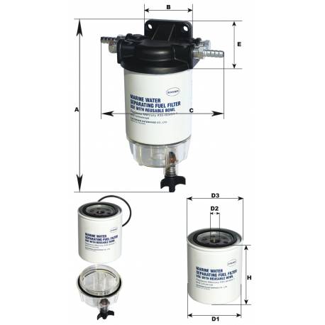 Filtru separator apa benzina EASTERNER 10 microni pentru motoare outboard/inboard in 2/4 timpi