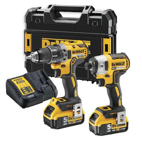 Set scule DeWALT DCK268P2T-QW masina de gaurit DCD791 + masina de insurubat DCF887 + cutie TSTAK II , 2 acumulatori 5Ah, 18V