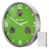 Ceas de perete BRESSER MyTime NX 8020211B4K000, termometru, higrometru, verde