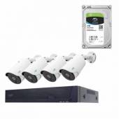 Kit supraveghere video PNI House IPMAX POE Five, NVR cu 4 porturi POE, ONVIF si 4 camere cu IP