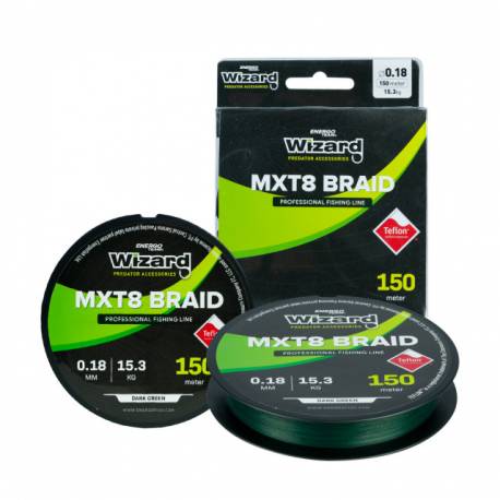 Fir textil WIZARD MXT8 Braid, 150m, 0.25mm, 20.2kg, verde