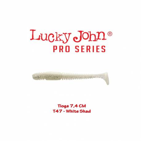 Naluci LUCKY JOHN Tioga 2.9'', 7.4cm, culoare T47 White Shad, 7buc/plic