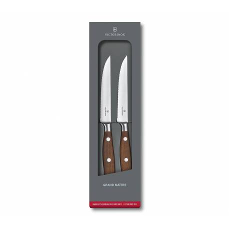 Set 2 cutite VICTORINOX Grand Maître Steak Knife, lama forjata 12cm, maner din lemn de artar