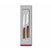 Set 2 cutite friptura cu tais ondulat VICTORINOX Swiss Modern Steak Knife Set, lama12cm, maner din lemn de nuc