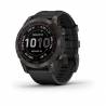 Ceas GARMIN fēnix® 7 Sapphire Solar Titan DLC Carbon Grey cu brăţară neagră, 47mm