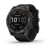 Ceas GARMIN fēnix® 7X Sapphire Solar Titan DLC Carbon Grey cu brăţară neagră 51mm