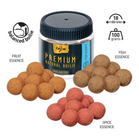 Boilies CARP ZOOM Premium Natural Balanced 18mm 100g Fish Essence