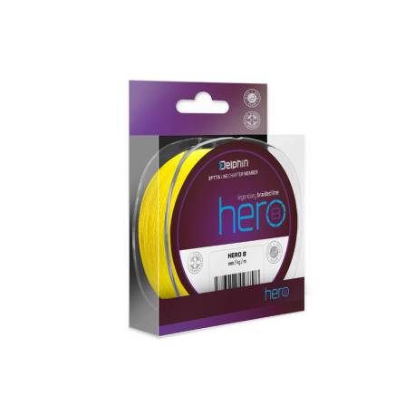 Fir textil DELPHIN Hero 8 galben fluo, 0.12mm, 8.2kg, 300m