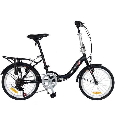 Bicicleta pliabila VELORS V2057A, 7 viteze, roti 20", cadru Negru cu design Alb/Rosu