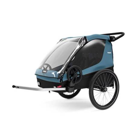 Remorca de bicicleta pentru transport copii THULE Courier Aegean Blue, 2 locuri