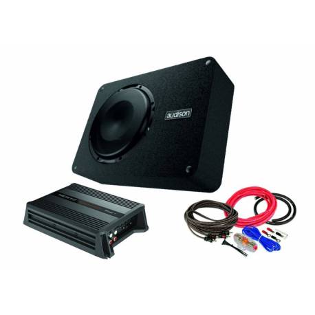 Pachet subwoofer auto AUDISON APBX 10 DS + amplificator HERTZ D POWER 1 + kit de cabluri complet