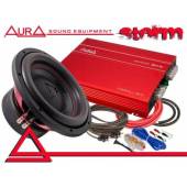Pachet subwoofer auto Aura Storm 10 + amplificator Fireball 800 + kit cabluri instalare Aura AMP 1208