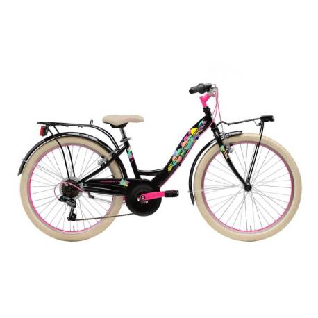 Bicicleta de copii Adriatica CTB 24 Donna 2021 6V, negru/alb/roz