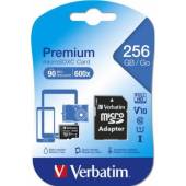 Card Verbatim MICRO SDXC PREMIUM 256GB CLASS 10 INC ADAPTER