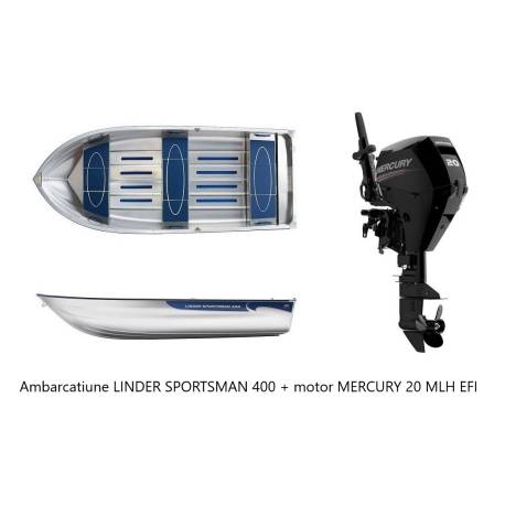 Pachet ambarcatiune LINDER SPORTSMAN 400 cu motor termic MERCURY 20 MLH EFI