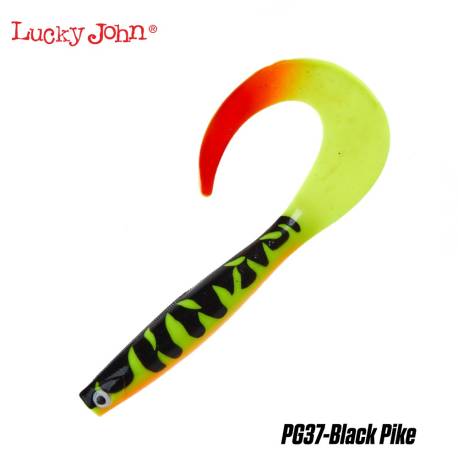 Naluca siliconica LUCKY JOHN Kubira Fire Tail 9", 23cm, 70g, culoare PG37 Black Pike