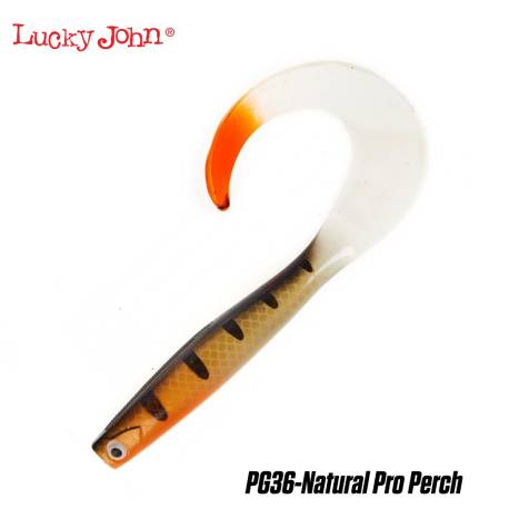 Naluca siliconica LUCKY JOHN Kubira Fire Tail 9", 23cm, 70g, culoare PG36 Natural Pro Perch