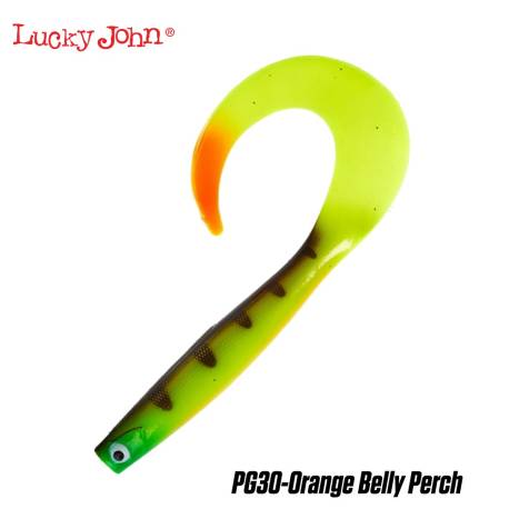 Naluca siliconica LUCKY JOHN Kubira Fire Tail 9", 23cm, 70g, culoare PG30 Orange Belly Perch