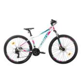 Bicicleta MTB-HT SPRINT Maverick Lady 27.5, alb mat/turcoaz/roz, cadru 440 mm