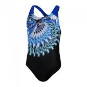 Costum inot fete - SPEEDO Digital Placement, negru/albastru, 7-8