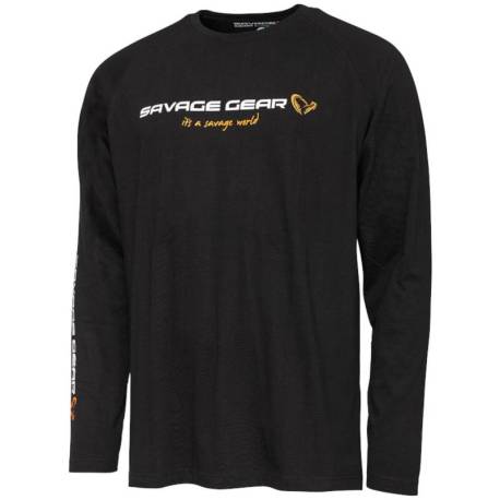 Tricou SAVAGE GEAR Signature Logo Long Sleeve Black Caviar XXXL