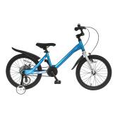 Bicicleta copii 4-6 ani MARS M1601C cu roti ajutatoare, roti 16", albastru/alb