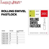 Agrafe cu vartej LUCKY JOHN Rolling Swivel Fastlock, Nr.004, 7buc/plic
