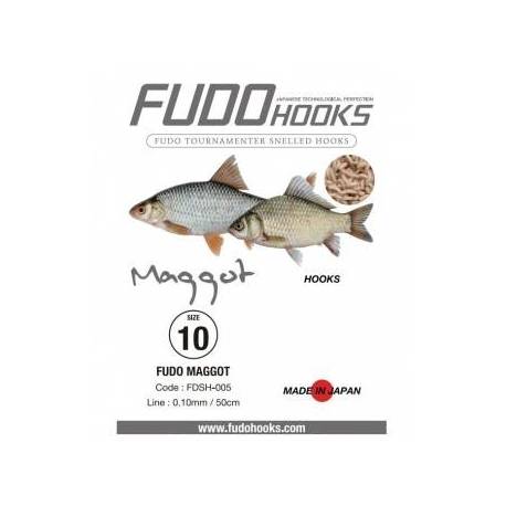 Carlige legate FUDO Maggot BN, Nr.5, 50cm, 10buc/plic