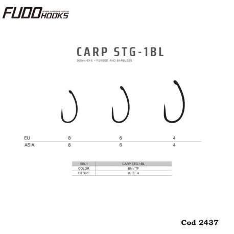 Carlige FUDO Carp STG 1BL Black Nickel, Nr.4, 9buc/plic