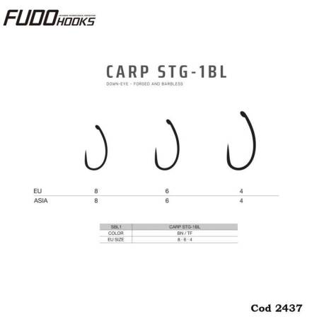 Carlige FUDO Carp STG 1BL Black Nickel, Nr.6, 10buc/plic