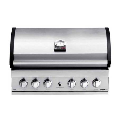 Gratar pe gaz Grandhall Elite G5 K05000324A, cu 6 arzatoare 5 inox si 1 infrarosu, incastrabil, grile inox, plita fonta