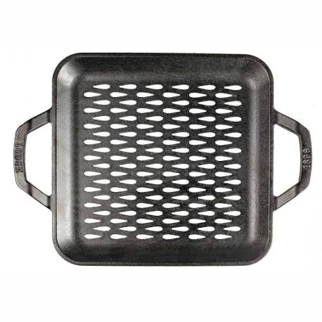 Tava patrata cu doua manere si gauri perforate pentru gratar Chef Collection Lodge, 28 cm