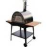 Stand metalic mobil pentru cuptor traditional pentru pizza pe lemne - Maximus, cu mese laterale din lemn