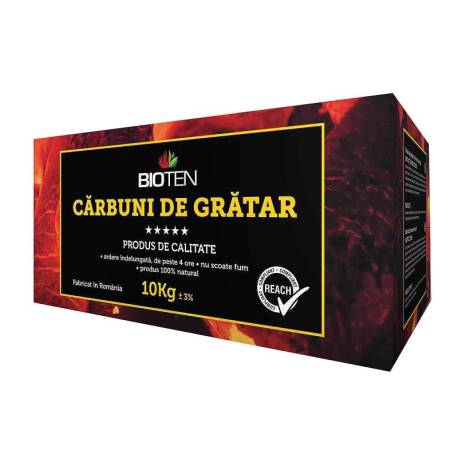 Carbune de gratar, brichete din rumegus, 10 kg - Bioten